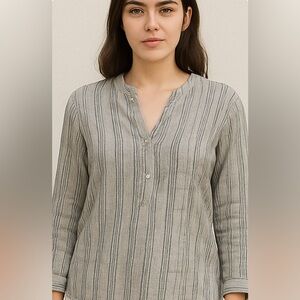 Bleu Striped  58% linen blend Shirt XL NWT minimalist